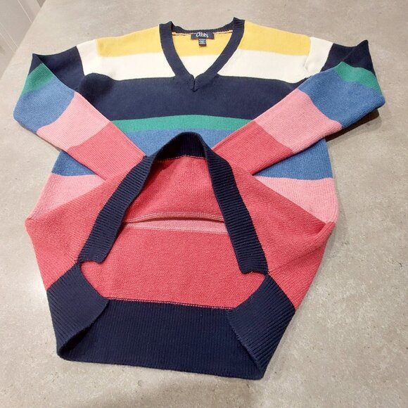 CHAPS Women's V-Neckline Long Sleeves Multi-Stripes Sweater - Size XS/TP - Picture 6 of 11